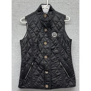 Pga Golf POLO RALPH LAUREN Vest Womens Medium Jacket Quilted Logo Button Full Zi